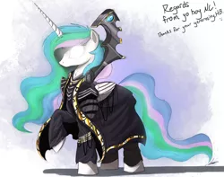 Size: 2500x1969 | Tagged: safe, artist:ncmares, derpibooru import, princess celestia, alicorn, eldar, pony, clothes, crossover, farseer, farseer taldeer, female, glowing eyes, mare, nicole oliver, psyker, raised hoof, solo, voice actor joke, warhammer (game), warhammer 40k