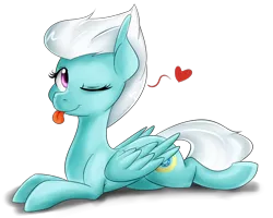 Size: 1500x1200 | Tagged: safe, artist:jovalic, derpibooru import, fleetfoot, pony, diafleetes, heart, prone, simple background, solo, tongue out, transparent background, wink