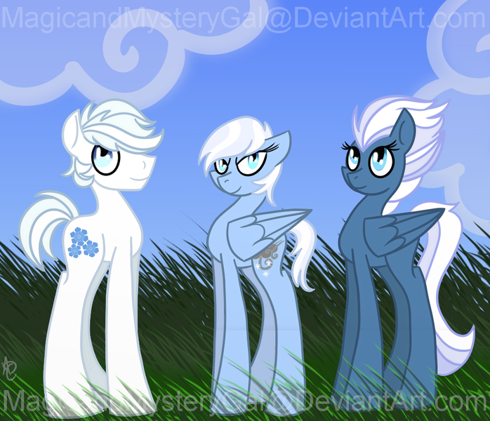 Size: 1000x860 | Tagged: artist:magicandmysterygal, derpibooru import, double diamond, female, male, nightdiamond, night glider, oc, oc:winter gale, offspring, parent:double diamond, parent:night glider, parents:nightdiamond, safe, shipping, straight