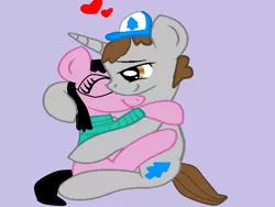 Size: 800x600 | Tagged: artist needed, safe, derpibooru import, ponified, pony, candip, candy chiu, dipper pines, female, glasses, gravity falls, gray background, heart, male, roadside attraction, shipping, simple background, straight