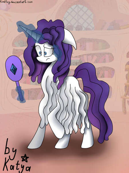 Size: 576x768 | Tagged: artist:kindpony, derpibooru import, hairity, rarity, safe, solo