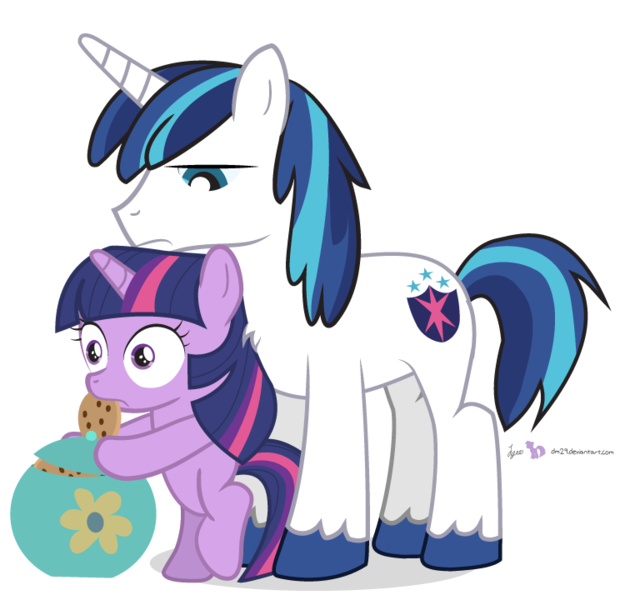 Size: 750x720 | Tagged: safe, artist:dm29, derpibooru import, shining armor, twilight sparkle, pony, unicorn, brother and sister, caught, cookie, cookie jar, cookie thief, cute, duo, female, filly, filly twilight sparkle, julian yeo is trying to murder us, male, simple background, transparent background, twilight stealing a cookie, twily