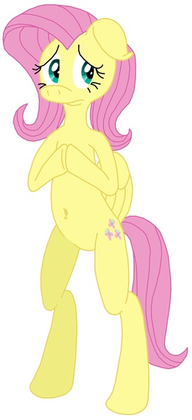 Size: 1024x2233 | Tagged: safe, artist:clearwatermk2, derpibooru import, fluttershy, pony, belly, belly button, bipedal, image, jpeg, simple background, solo