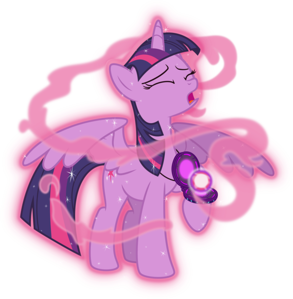 Size: 3714x3793 | Tagged: safe, artist:missgoldendragon, derpibooru import, twilight sparkle, twilight sparkle (alicorn), pony, equestria girls, friendship games, .svg available, commission, corrupted, corrupted twilight sparkle, dark magic, device, eyes closed, magic, magic capture device, magic theft, open mouth, possession, role reversal, simple background, solo, transparent background, vector