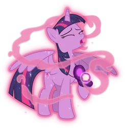 Size: 3714x3793 | Tagged: safe, artist:missgoldendragon, derpibooru import, twilight sparkle, twilight sparkle (alicorn), pony, equestria girls, friendship games, .svg available, commission, corrupted, corrupted twilight sparkle, dark magic, device, eyes closed, magic, magic capture device, magic theft, open mouth, possession, role reversal, simple background, solo, transparent background, vector