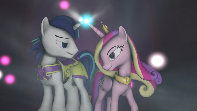 Size: 3520x1980 | Tagged: 3d, artist:redxannl, derpibooru import, horns are touching, magic, power of love, princess cadance, safe, scene interpretation, shining armor, source filmmaker