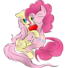 Size: 2425x2274 | Tagged: artist:v-d-k, derpibooru import, female, flutterpie, fluttershy, lesbian, pinkie pie, safe, shipping