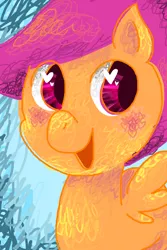 Size: 600x899 | Tagged: artist:marie-ah, blushing, derpibooru import, safe, scootaloo, solo, wingding eyes