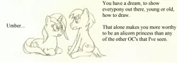 Size: 2158x768 | Tagged: safe, artist:charliemane, derpibooru import, part of a set, oc, oc:bunset shimmer, oc:burnt umber, unofficial characters only, burnt buns, lineart, monochrome, part of a series, prone, sitting, traditional art, tutorial