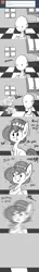 Size: 726x5082 | Tagged: safe, artist:tjpones, derpibooru import, oc, oc:brownie bun, oc:richard, unofficial characters only, earth pony, human, pony, horse wife, ask, blurry, caffeine, comic, grayscale, hyperactive, kitchen, monochrome, onomatopoeia, shaking, tumblr