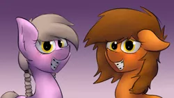 Size: 3000x1687 | Tagged: safe, artist:marsminer, derpibooru import, oc, oc:reppy, oc:venus spring, unofficial characters only, pony, braces, explicit source, female, looking at you, mare, smiling