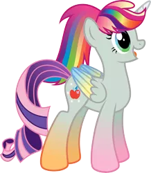 Size: 7039x8065 | Tagged: safe, artist:osipush, derpibooru import, applejack, fluttershy, pinkie pie, rainbow dash, rarity, twilight sparkle, twilight sparkle (alicorn), alicorn, pony, absurd resolution, appleflaritwidashpie, female, fusion, inkscape, mane six, mare, multicolored iris, open mouth, simple background, solo, transparent background, vector, we have become one, what has magic done