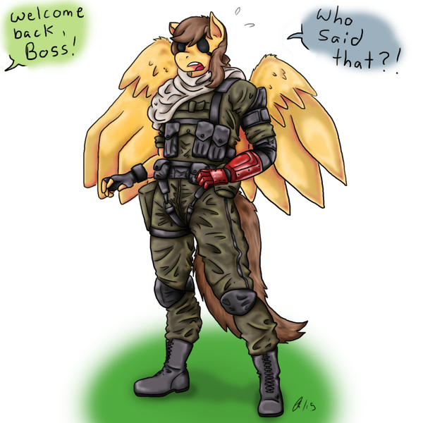 Size: 1000x1000 | Tagged: anthro, artist:aemi, big boss, blind, crossover, derpibooru import, diamond dog, eyepatch, konami, metal gear, metal gear solid, metal gear solid 5, oc, pegasus, prosthetic limb, safe, venom snake, whiskey horse