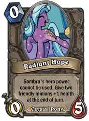 Size: 400x543 | Tagged: safe, derpibooru import, idw, radiant hope, crystal pony, pony, unicorn, boss, card, crossover, hearthstone, hearthstone boss, trading card