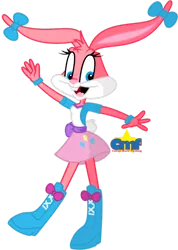 Size: 600x845 | Tagged: safe, artist:tiny-toons-fan, derpibooru import, pinkie pie, anthro, rabbit, equestria girls, accessory swap, babs bunny, clothes, clothes swap, cosplay, costume, crossover, female, looney tunes, no pony, simple background, solo, tiny toon adventures, transparent background