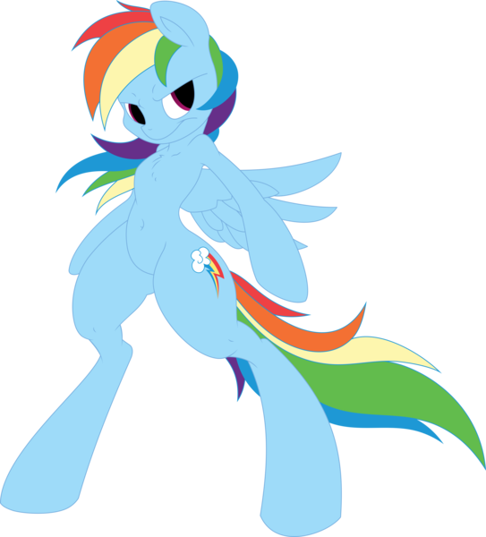 Size: 7243x8000 | Tagged: safe, artist:dfectivedvice, artist:speedox12, deleted from derpibooru, derpibooru import, edit, rainbow dash, pegasus, pony, semi-anthro, absurd resolution, belly button, bipedal, chest fluff, female, mare, simple background, solo, transparent background, vector