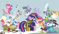 Size: 1200x692 | Tagged: safe, artist:dm29, derpibooru import, apple bloom, applejack, big macintosh, bon bon, coco pommel, derpy hooves, doctor whooves, gilda, lemon hearts, limestone pie, lyra heartstrings, marble pie, maud pie, minuette, moondancer, octavia melody, pinkie pie, princess cadance, rainbow dash, rarity, scootaloo, shining armor, smooze, spike, sweetie belle, sweetie drops, time turner, trouble shoes, twilight sparkle, twilight sparkle (alicorn), twinkleshine, vinyl scratch, alicorn, gryphon, pony, twittermite, amending fences, appleoosa's most wanted, bloom and gloom, brotherhooves social, canterlot boutique, castle sweet castle, crusaders of the lost mark, do princesses dream of magic sheep, hearthbreakers, made in manehattan, make new friends but keep discord, party pooped, princess spike (episode), rarity investigates, scare master, slice of life (episode), tanks for the memories, the cutie map, the lost treasure of griffonstone, the one where pinkie pie knows, alicorn costume, alternate hairstyle, athena sparkle, background six, bedroom eyes, bowtie, box, cardboard box, charlie brown, clothes, costume, crossdressing, crossing the memes, crying, cutie mark, cutie mark crusaders, derpysaur, detective rarity, dress, fake horn, fake wings, female, filly, fusion, glasses, hat, i didn't listen, i'm pancake, implied rarijack, it happened, lyrabon (fusion), mare, meme, new crown, nightmare night costume, ocular gushers, orchard blossom, peanuts, pest control gear, princess dress, punklight sparkle, revolutionary girl utena, sled, snow, staff, staff of sameness, sweater, the cmc's cutie marks, the meme continues, the ride never ends, the story so far of season 5, this isn't even my final form, toilet paper roll, toilet paper roll horn, top hat, twilight muffins, twilight scepter, unamused, volumetric mouth, wig
