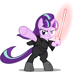 Size: 1920x1920 | Tagged: safe, artist:mrflabbergasted, derpibooru import, starlight glimmer, pony, bipedal, crossover, kylo ren, lightsaber, simple background, sithlight glimmer, solo, star wars, star wars: the force awakens, transparent background, vector