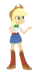 Size: 2000x4100 | Tagged: safe, artist:sam-f-nacman, derpibooru import, applejack, equestria girls, absurd resolution, boots, clothes, cowboy boots, cowboy hat, denim skirt, freckles, hat, shoes, simple background, skirt, solo, stetson, transparent background, vector