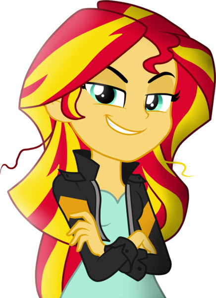 Size: 676x930 | Tagged: safe, artist:luchita27, derpibooru import, sunset shimmer, equestria girls, friendship games, clothes, crossed arms, leather jacket, shit eating grin, simple background, smug, smug smile, smugface, smugset shimmer, solo, transparent background, vector