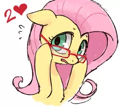 Size: 599x534 | Tagged: safe, artist:kei05, derpibooru import, fluttershy, pony, female, glasses, mare, open mouth, simple background, solo, white background