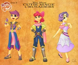 Size: 1867x1562 | Tagged: apple bloom, artist:didj, boots, clothes, crusaders of the lost mark, cutie mark crusaders, derpibooru import, dress, fingerless gloves, gloves, group, human, humanized, my little mages, open mouth, safe, scootaloo, sweetie belle, the cmc's cutie marks, trio