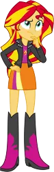 Size: 5000x15909 | Tagged: safe, artist:millennial dan, artist:nano23823, derpibooru import, sunset shimmer, equestria girls, rainbow rocks, .svg available, absurd resolution, boots, clothes, hand on hip, leather jacket, pondering, raised eyebrow, simple background, skirt, solo, transparent background, vector