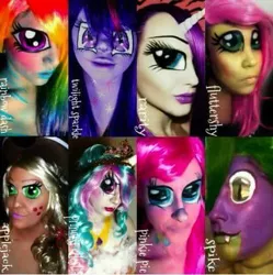 Size: 479x480 | Tagged: safe, artist:artsie-fartsie-paint, derpibooru import, applejack, fluttershy, pinkie pie, princess celestia, rainbow dash, rarity, spike, twilight sparkle, human, irl, irl human, mane six, nightmare fuel, photo, uncanny valley, wat, why