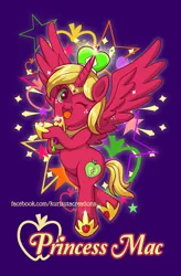 Size: 750x1141 | Tagged: safe, artist:christadoodles, derpibooru import, big macintosh, alicorn, pony, do princesses dream of magic sheep, alicornified, bipedal, crossover, crown, hoof shoes, jewelry, macabetes, magical girl, one eye closed, open mouth, princess big mac, race swap, regalia, sailor moon, solo, wink