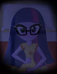 Size: 2500x3200 | Tagged: suggestive, artist:darthlena, derpibooru import, sci-twi, sunset shimmer, twilight sparkle, twilight sparkle (alicorn), equestria girls, friendship games, blushing, clothes, clothes swap, female, glasses, lesbian, looking at you, offscreen character, pony on human, scitwishimmer, shipping, solo, solo female, sunsetsparkle