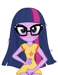 Size: 2500x3200 | Tagged: suggestive, artist:darthlena, derpibooru import, sci-twi, sunset shimmer, twilight sparkle, equestria girls, friendship games, blushing, clothes, clothes swap, female, glasses, lesbian, panties, purple underwear, scitwishimmer, shipping, simple background, solo, solo female, sunsetsparkle, transparent background, underwear