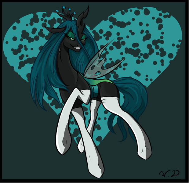 Size: 2112x2048 | Tagged: artist:winterdominus, clothes, derpibooru import, heart, queen chrysalis, safe, socks, solo