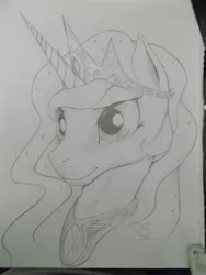 Size: 3216x4288 | Tagged: safe, artist:scribblepwn3, derpibooru import, princess celestia, alicorn, pony, monochrome, pencil drawing, portrait, solo, traditional art