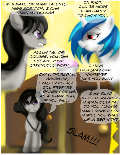 Size: 1200x1553 | Tagged: artist:gunslingerpen, comic, comic:allegrezza, derpibooru import, octavia melody, safe, vinyl scratch