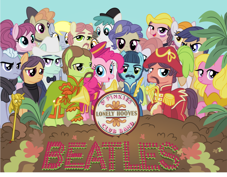 Size: 12845x10000 | Tagged: safe, artist:geometrymathalgebra, derpibooru import, derpy hooves, lonely hearts, northern song, pinkie pie, strawberry fields, ponified, pegasus, pony, party pooped, absurd resolution, album cover, album parody, female, george harrison, john lennon, mare, paul mccartney, pinkie shears, pinko starr, ponified album cover, sgt. pepper's lonely hearts club band, the beatles, vector