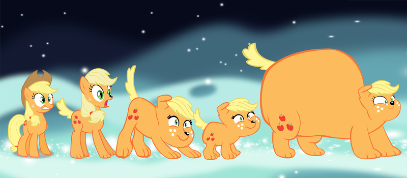 Size: 12352x5408 | Tagged: absurd resolution, animorphs, appledog, applejack, artist:megarainbowdash2000, derpibooru import, dog, evolution, fat, safe, species swap, transformation, transformation sequence