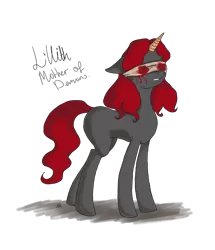 Size: 2206x2560 | Tagged: grimdark, artist:marha, derpibooru import, ponified, pony, unicorn, blindfold, blood, lilith, the binding of isaac