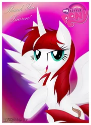Size: 2243x3100 | Tagged: safe, derpibooru import, oc, oc:fausticorn, unofficial characters only, alicorn, pony, alicorn oc, happy, my little pony logo, smiling, smirk, solo
