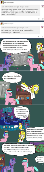 Size: 843x3309 | Tagged: alicorn, alicorn oc, artist:ask-luciavampire, ask, derpibooru import, dialogue, oc, pregnant, princess luna, safe, tumblr, tumblr:ask-luciavampire, vampire, vampony