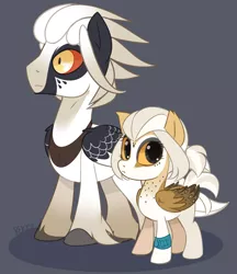 Size: 1664x1926 | Tagged: safe, artist:zombie, derpibooru import, oc, oc:kossetsu, oc:yoru, unofficial characters only, bird pone, pegasus, pony, barn owl, bearded vulture, duo, male, misleading source, stallion