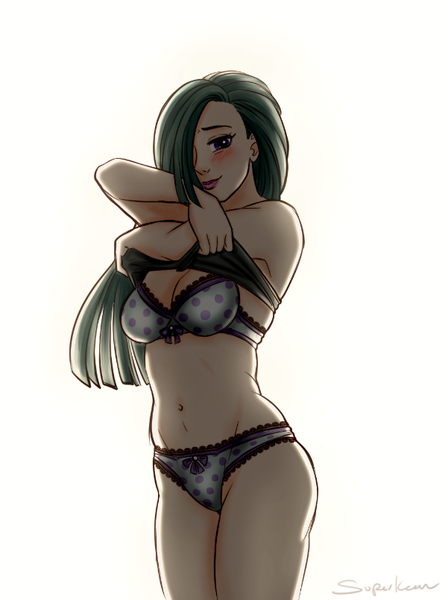 Size: 601x805 | Tagged: adorasexy, artist:superkeen, belly button, bra, breasts, cleavage, clothes, cute, derpibooru import, female, frilly underwear, human, humanized, lingerie, marblebetes, marble pie, panties, polka dot underwear, ribbon, sexy, solo, solo female, suggestive, underwear, undressing, white underwear