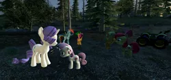 Size: 1280x600 | Tagged: safe, artist:wiimeiser, derpibooru import, apple bloom, applejack, rainbow dash, rarity, scootaloo, starlight glimmer, sweetie belle, crusaders of the lost mark, 3d, angry, cute, cutie mark, cutie mark crusaders, diasweetes, earring, facehoof, floppy ears, frown, gmod, hair over one eye, horn piercing, horn ring, laughing, open mouth, pain, piercing, sad, smiling, the cmc's cutie marks, tongue out, when you see it, wing piercing