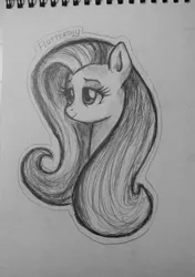 Size: 2108x3001 | Tagged: artist:denigirl, derpibooru import, fluttershy, grayscale, monochrome, safe, solo