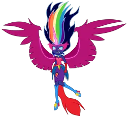 Size: 8000x7386 | Tagged: safe, artist:mixiepie, derpibooru import, rainbow dash, equestria girls, friendship games, absurd resolution, alternate universe, clothes, dark side, dress, gloves, glowing eyes, horn, levitation, midnight sparkle, midnight-ified, necklace, paint tool sai, pendant, raised leg, simple background, solo, transparent background, vector, wings