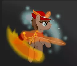 Size: 4000x3400 | Tagged: artist:peternators, artist:redmagepony, cape, clothes, dark background, derpibooru import, fire, hat, magic, oc, oc:heroic armour, rapier, red mage, safe, solo, sword, telekinesis, unofficial characters only