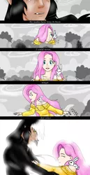 Size: 740x1430 | Tagged: safe, artist:gamblingfoxinahat, derpibooru import, angel bunny, discord, fluttershy, human, comic, discoshy, female, humanized, male, shipping, straight