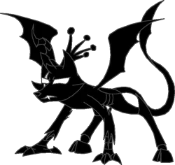 Size: 712x672 | Tagged: alternate design, angry face, artist:rexlupin, battle stance, bec noir, changeling, crossover, crown, derpibooru import, draconequified, draconequus, homestuck, jack noir, no missing body parts, safe, solo, species swap