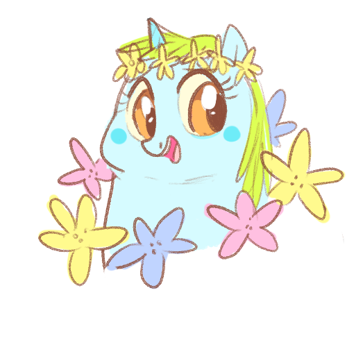 Size: 500x500 | Tagged: artist:mt, cute, derpibooru import, fat, floral head wreath, flower, portrait, safe, simple background, smiling, solo, white background, whoa nelly, whoa nellybetes