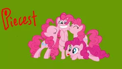 Size: 1280x720 | Tagged: suggestive, artist:applejackfkingsucks, derpibooru import, pinkie pie, earth pony, pony, female, fetish, funcest, hoof fetish, hoof worship, implied selfcest, kissing, mare, piecest, self ponidox