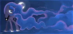 Size: 3450x1600 | Tagged: safe, artist:kodabomb, derpibooru import, princess luna, moon, night, solo